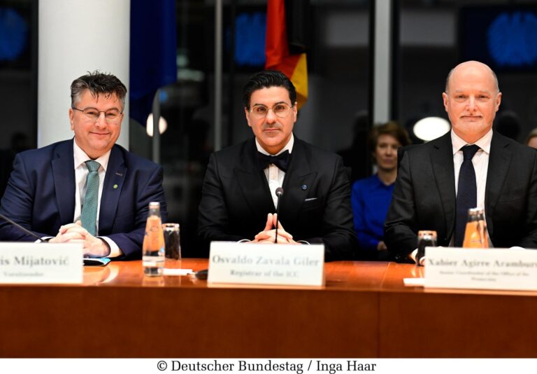 Austausch mit Registrar Zavala Giler vom Internationalen Strafgerichtshof im Unterausschuss internationale Ordnung, Vereinte Nationen und internationale Organsationen